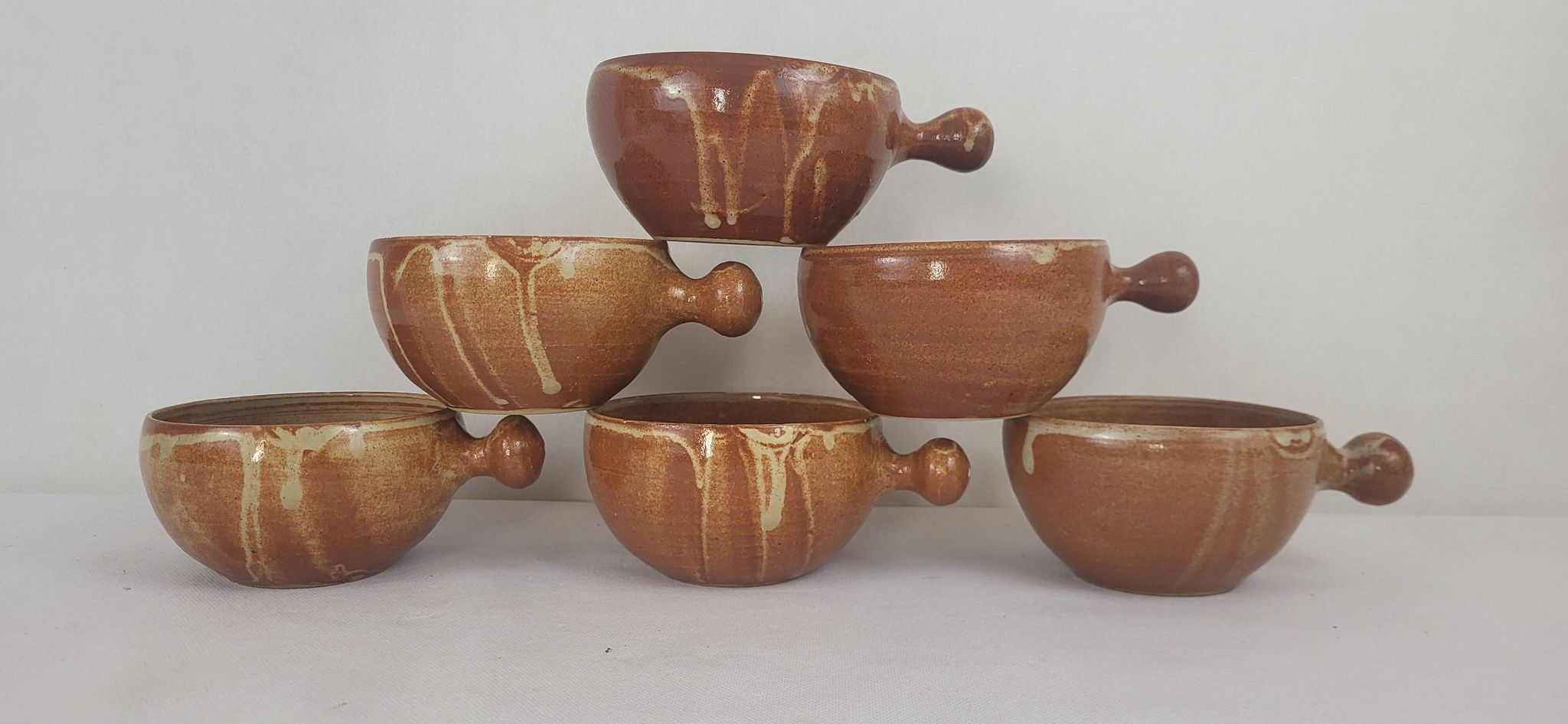 6 Puisaye stoneware bowls