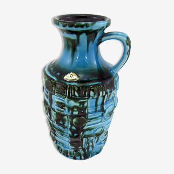 Blue glazed ceramic vase - Halidun Kutlu Ü-Keramik - West Germany Pottery - vintage 60s