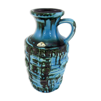 Blue glazed ceramic vase - Halidun Kutlu Ü-Keramik - West Germany Pottery - vintage 60s