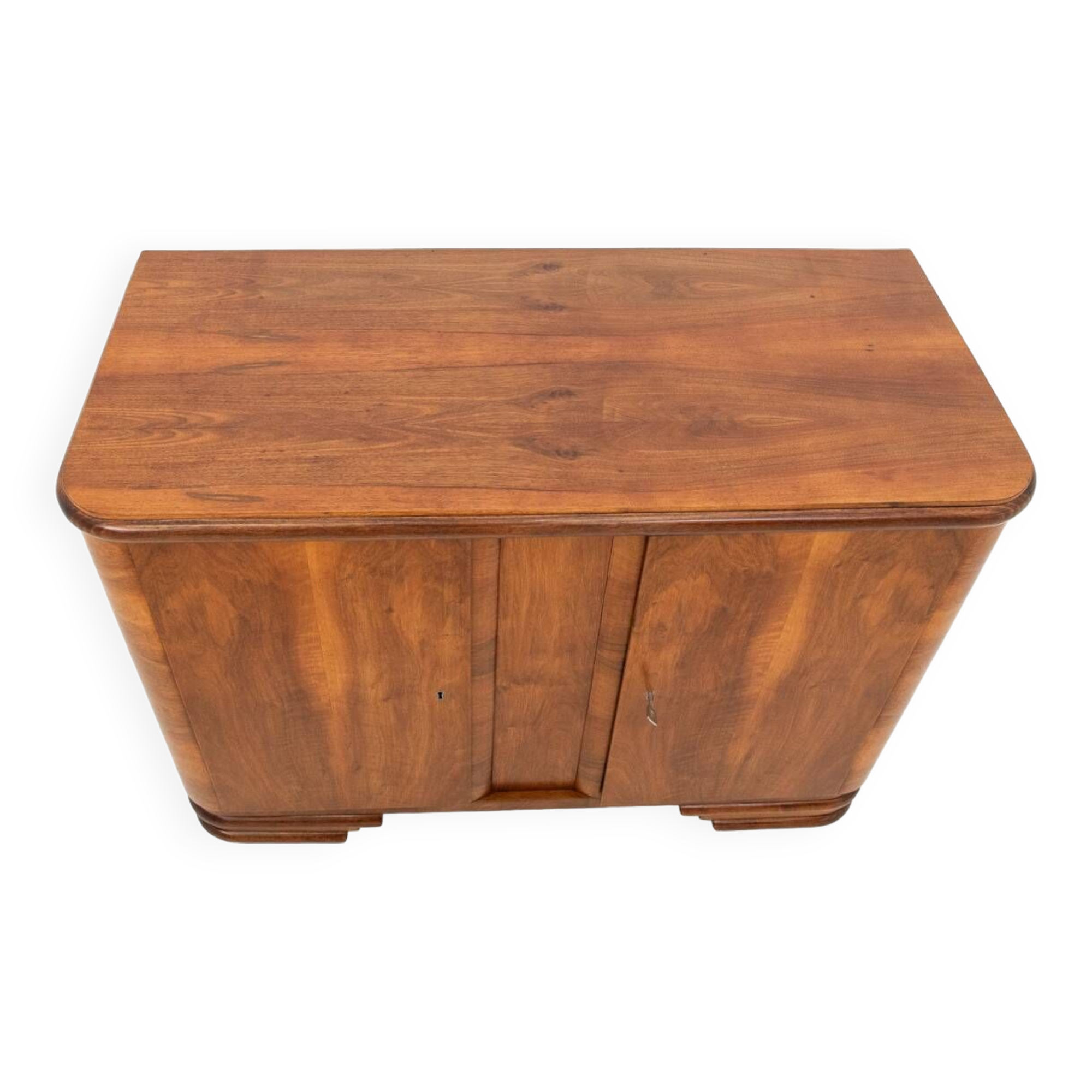 Art Deco style walnut chest of drawers, Poland, 1950s.