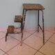 Workshop stepladder, retractable steps, antique, metal and wood, patina look