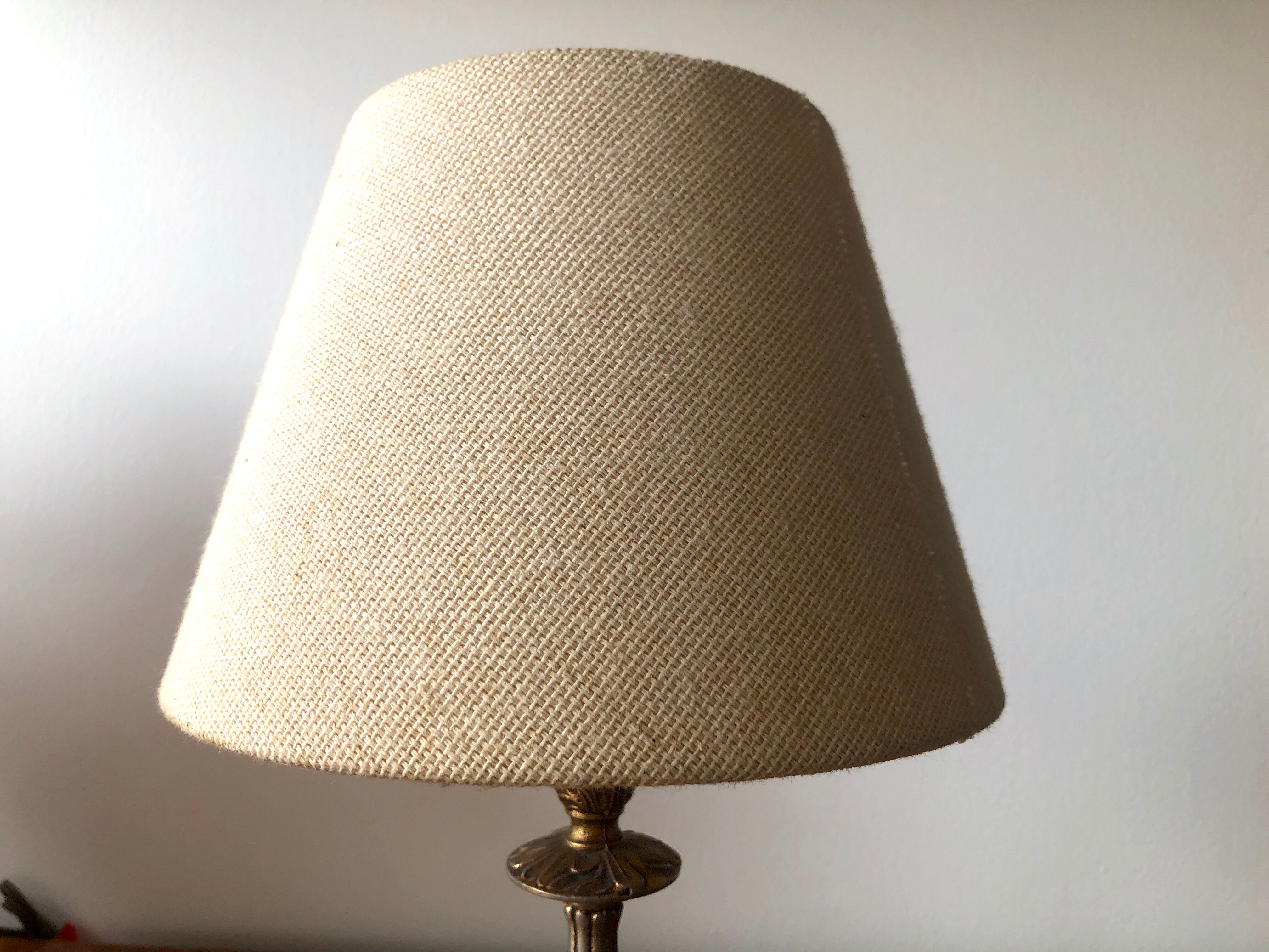 Pair of brass and jute bedside lamps
