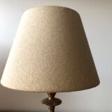 Pair of brass and jute bedside lamps