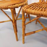 Set of 4 vintage Audoux Minet rattan chairs from the 1950s and 60s.