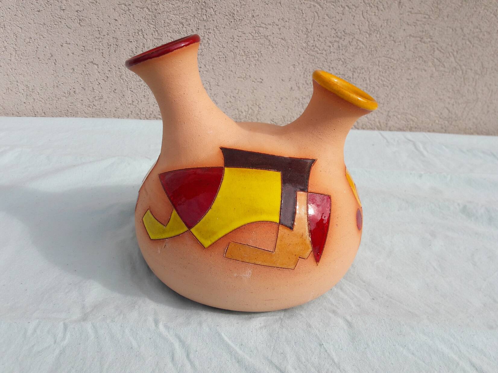 Colored terracotta vase