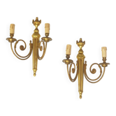 Pair of bronze wall sconces in Louis XVI style