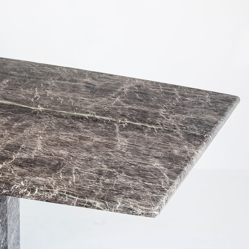 Vintage dining table. Gray marble. Italy, 90s