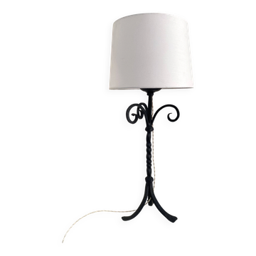 Wrought iron lamp, 2M fabric cable, cotton shade