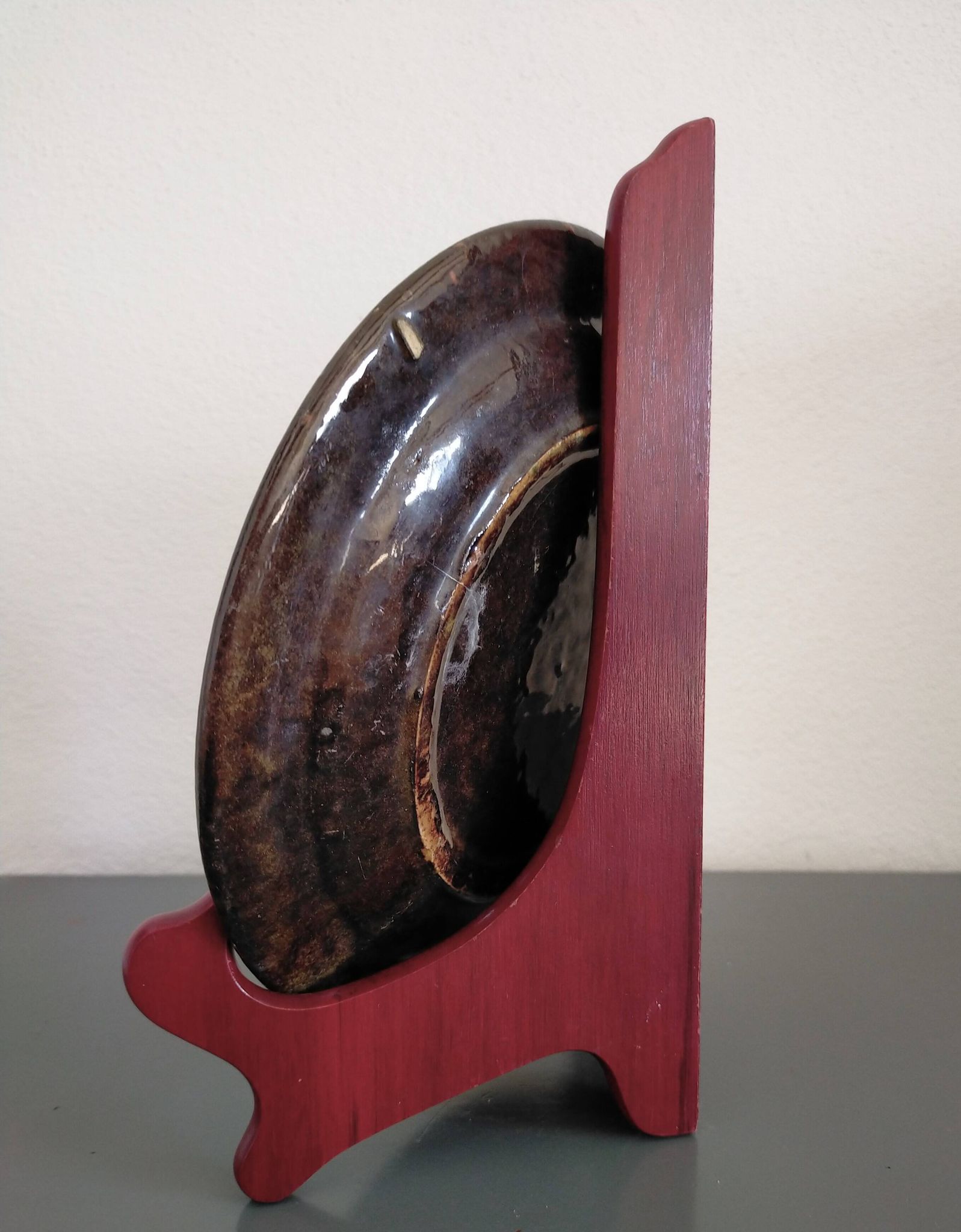 Vintage Dauphiné glazed terracotta dish Portrait of a woman