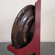 Vintage Dauphiné glazed terracotta dish Portrait of a woman