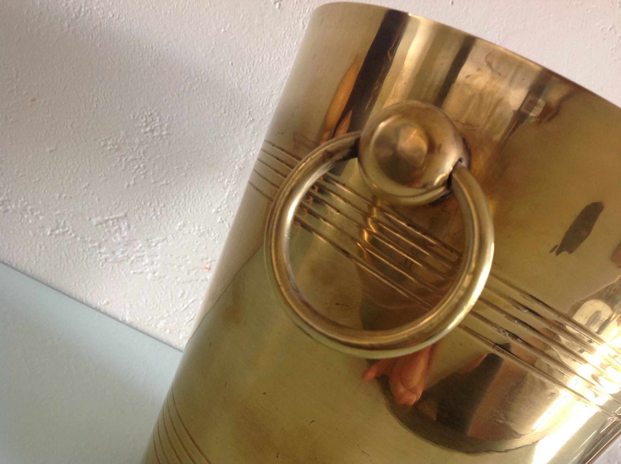 Yellow copper champagne bucket / vintage 70s