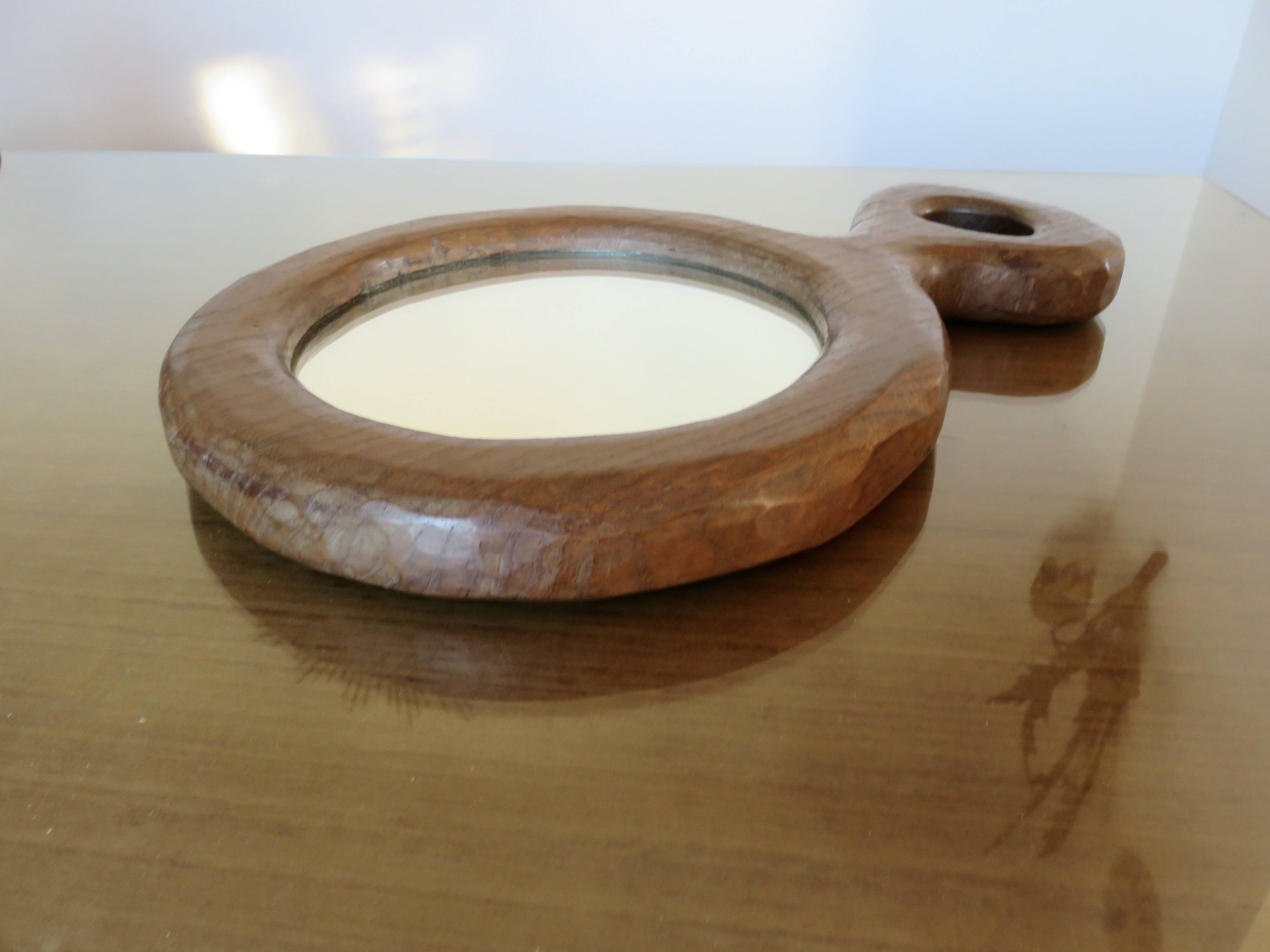 Solid wood mirror carved with a chisel, free form, 1960s.