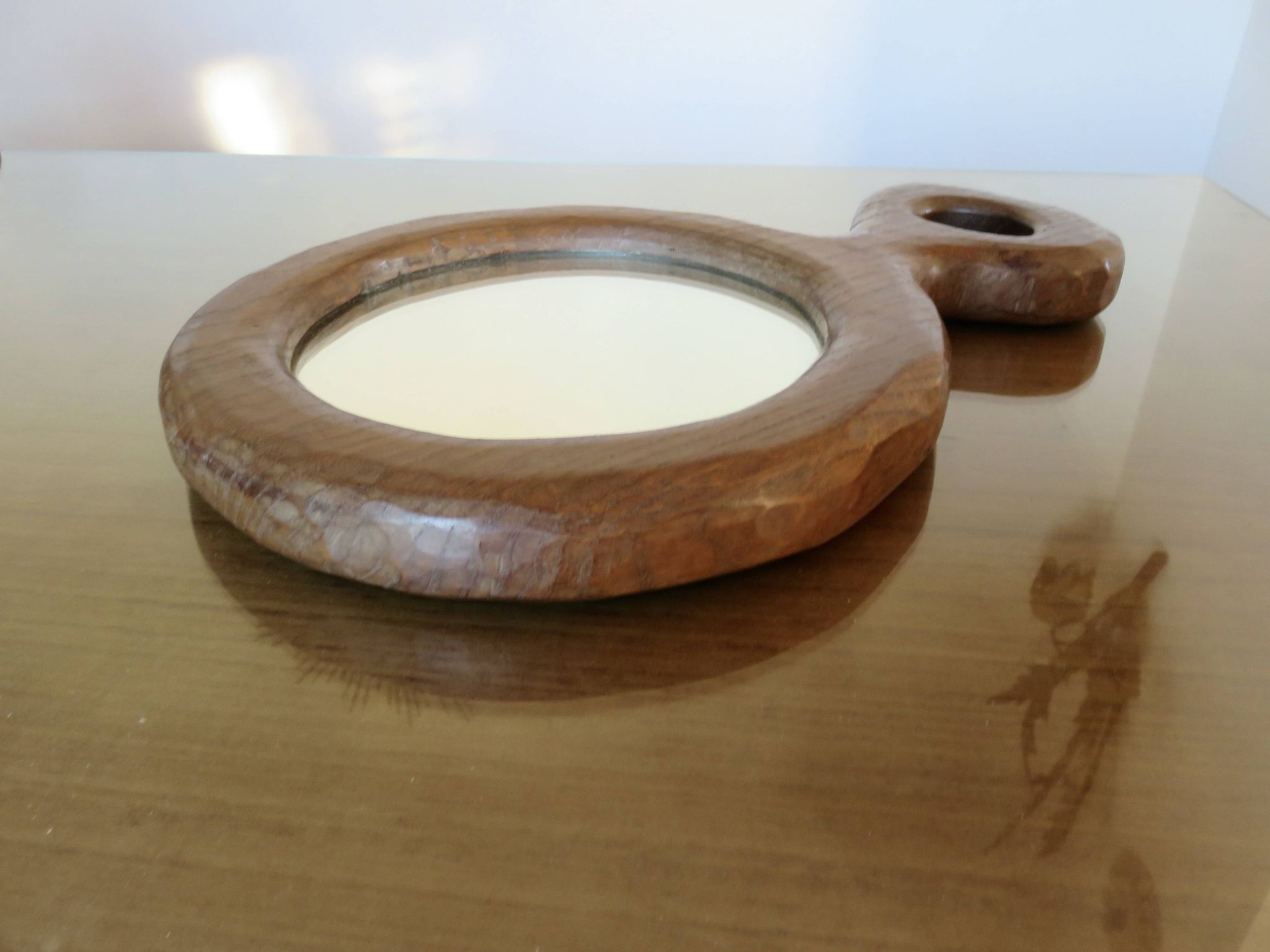 Solid wood mirror carved with a chisel, free form, 1960s.