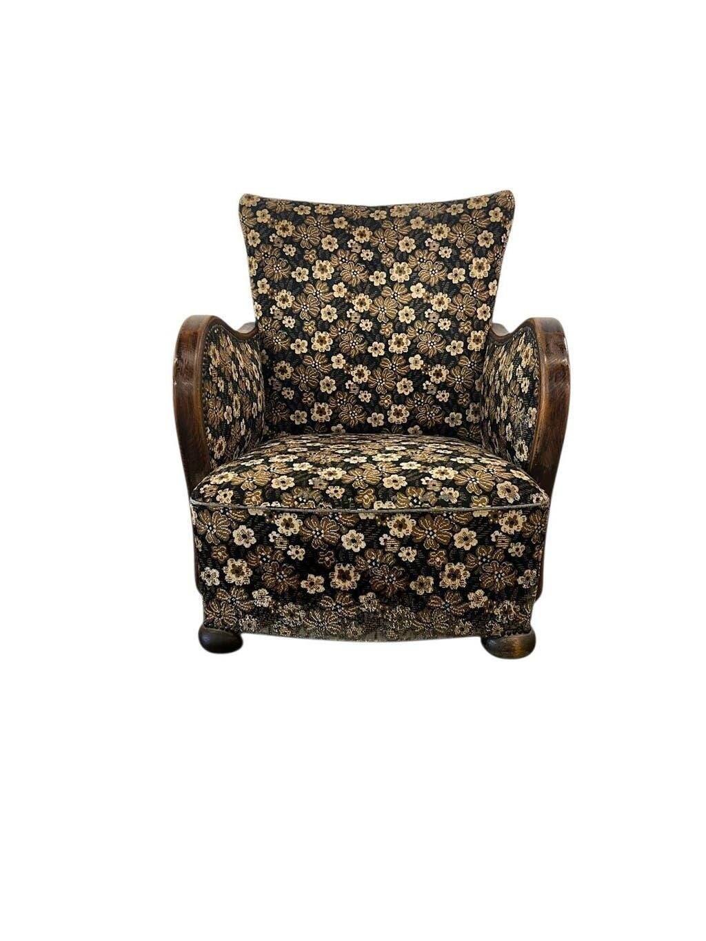 Vintage brown floral patterned cocktail chair/armchair