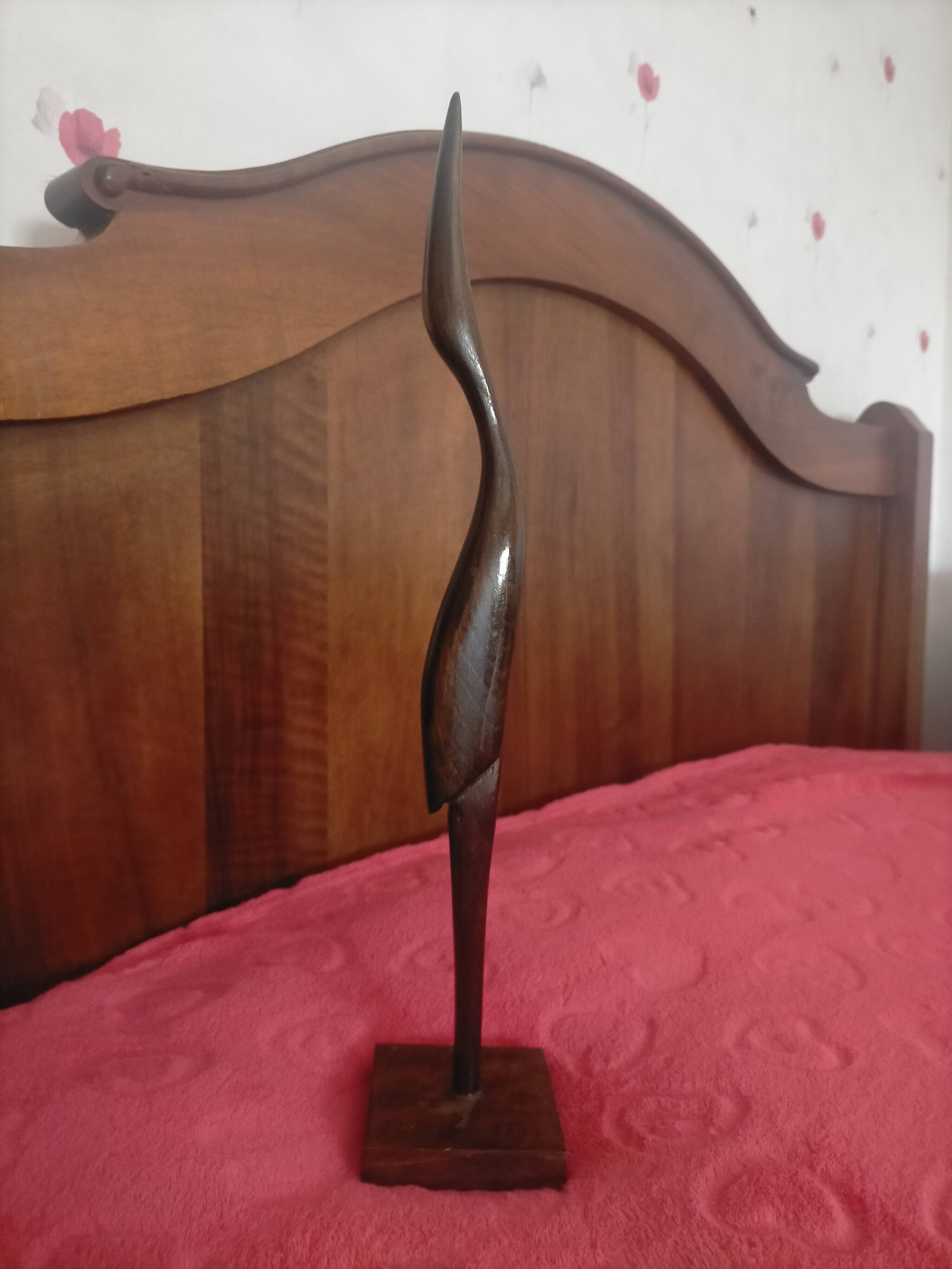 Wooden sculpture stylized heron