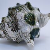Vintage enamelled earthenware shell decor teapot