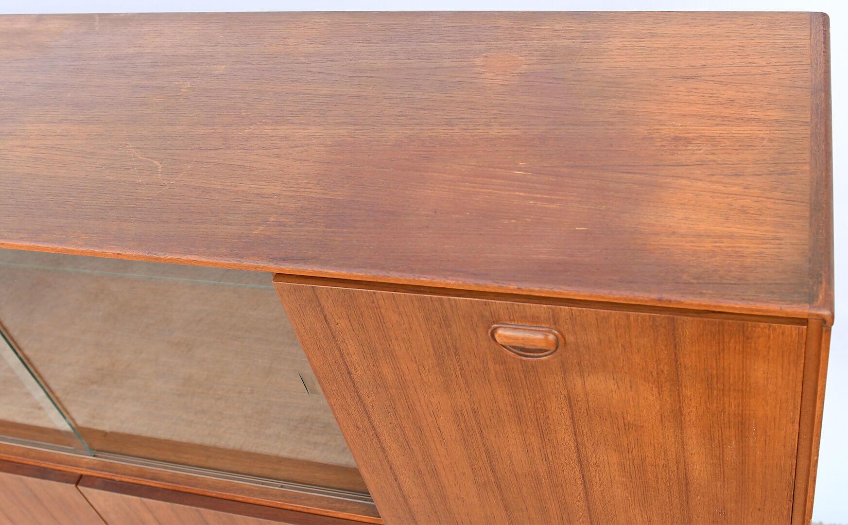 Scandinavian teak living buffet forming a showcase