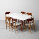 Vintage dining table set with 6 wooden chairs from the 1960s modernism