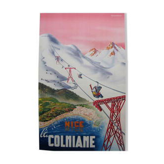 Affiche publicitaire ancienne vintage Nice la Colmiane montagne Nice
