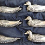Set of 6 vintage silver-plated knife rests in the shape of ducks – Port