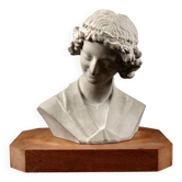 Terracotta bust of the smiling angel from Reims Cathedral with base