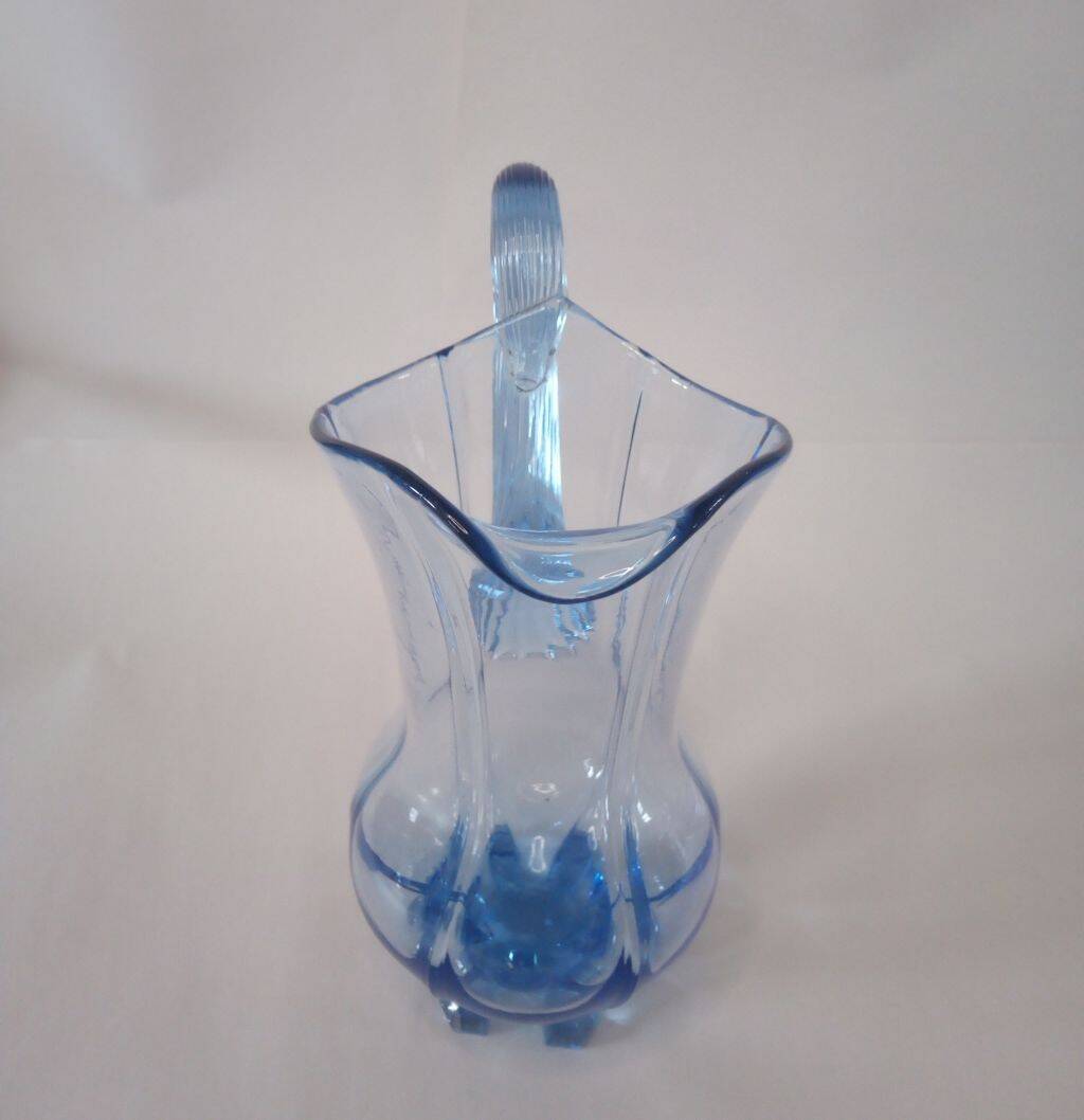 Art Glass Blue Pitcher