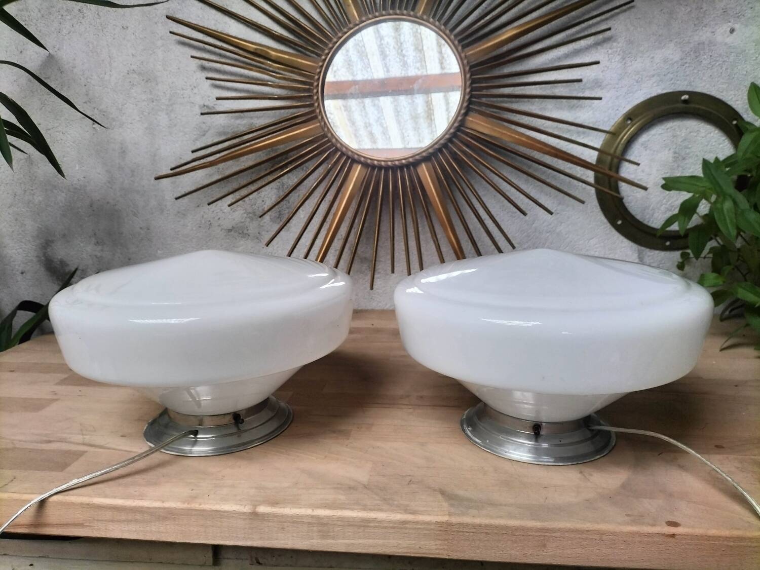 Pair of opaline lamps