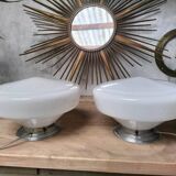 Paire de lampes opaline