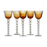 Series of 5 glasses wine from the Rhine Roemer St Louis Crystal model Bubbles
