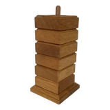 Six wooden egg cups and their Scandinavian style support