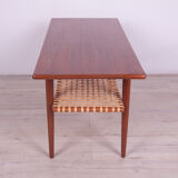 Mid-Century Teak and Rattan Coffee Table, 1960s