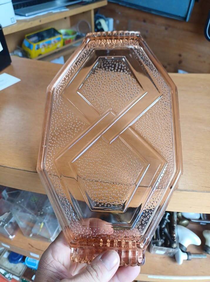 Rectangular Smoked Amber Glass Plate/Platter - Art Deco Style
