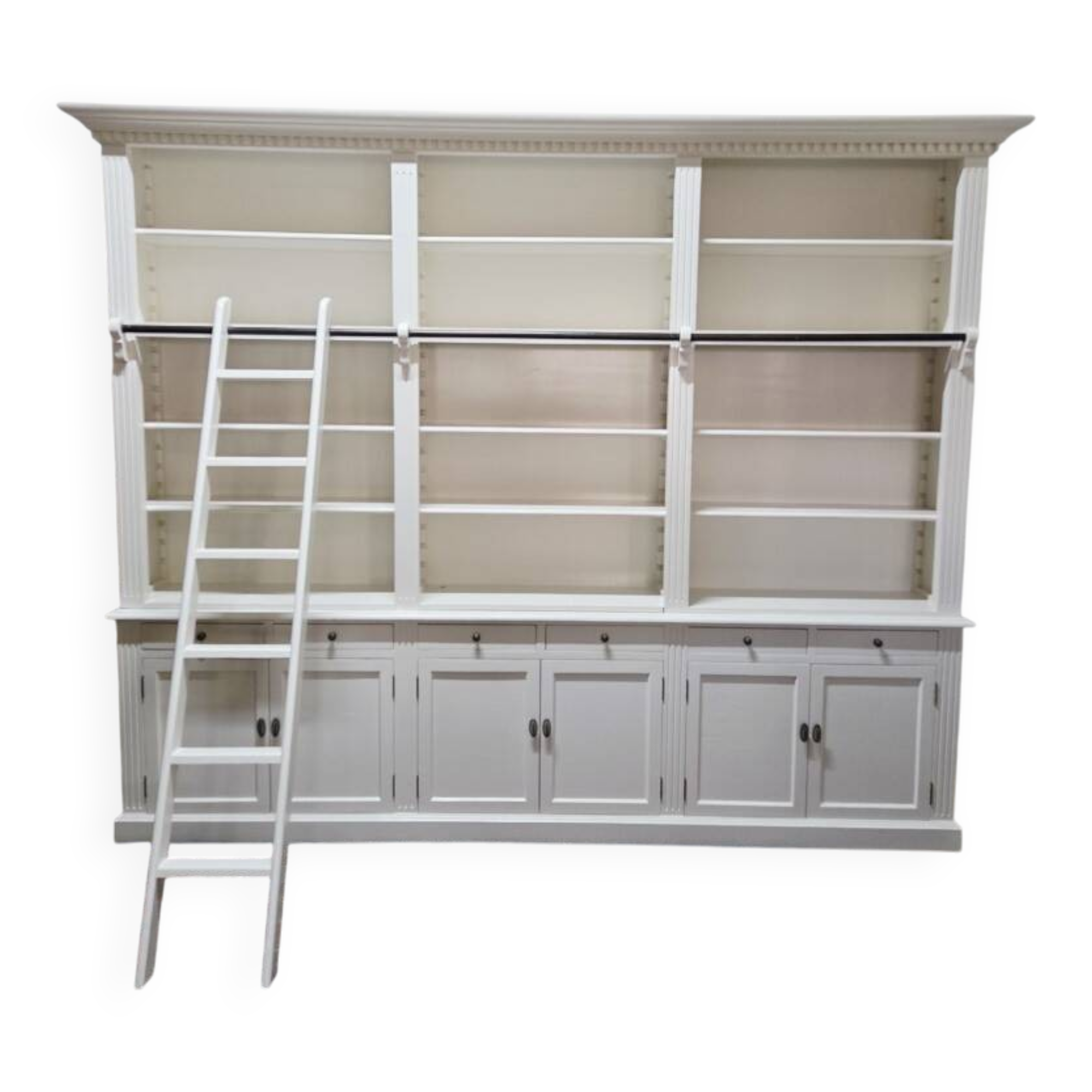 White bookcase library cabinet bookcase with ladder
