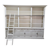 White bookcase library cabinet bookcase with ladder