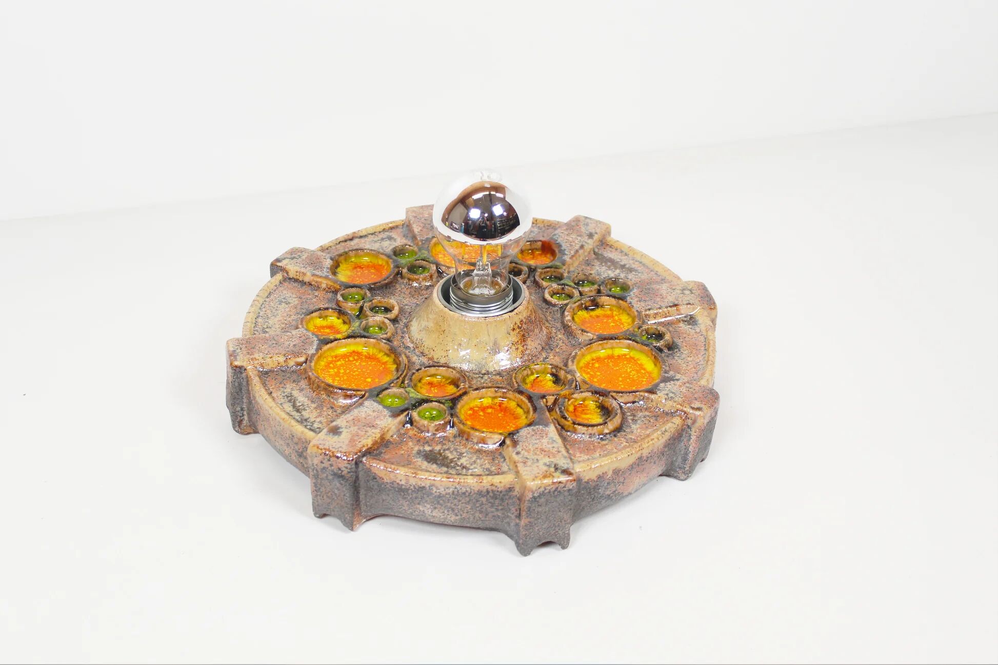 Vintage 1970s ceramic 'Fat Lava' style wall light by Hustadt Leuchten