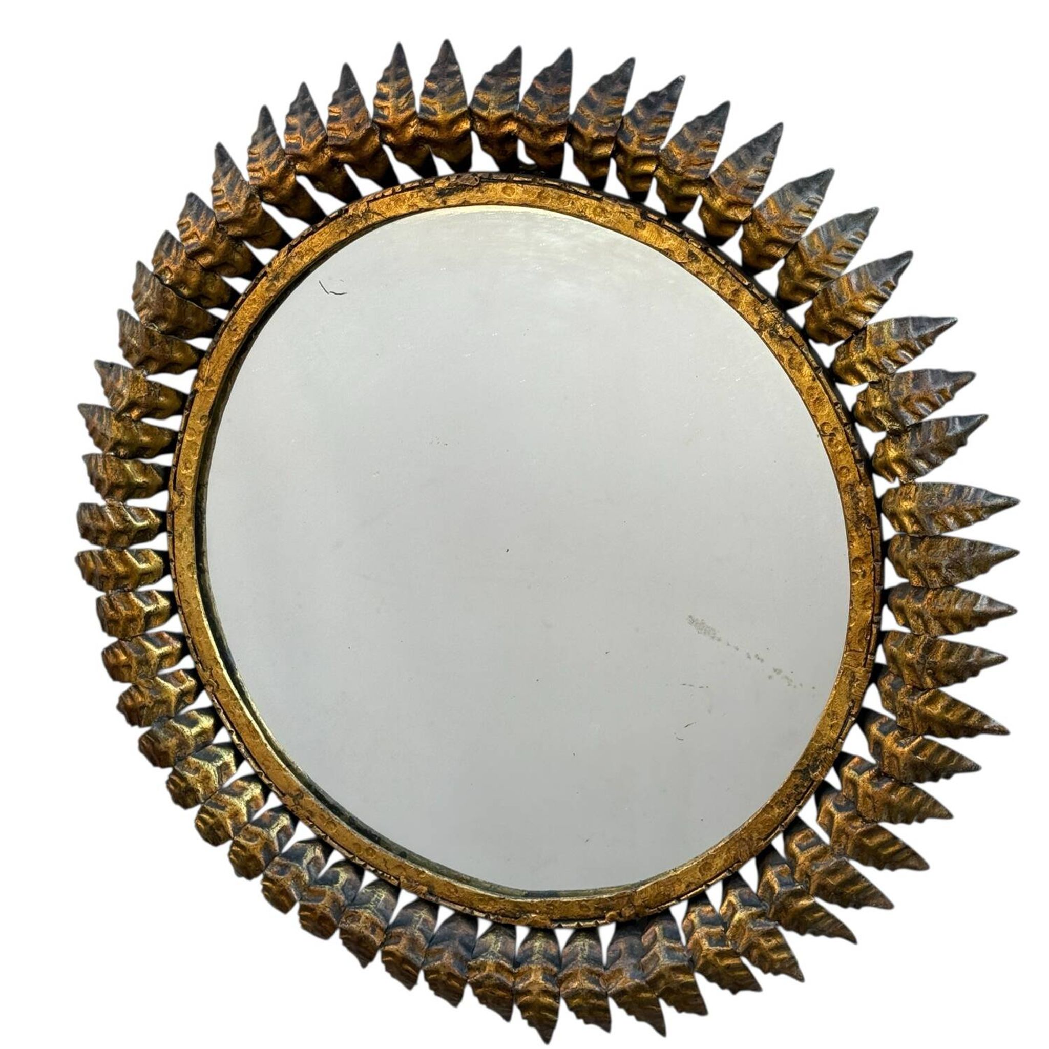 1950s Italian wrought iron sun mirror