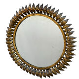 1950s Italian wrought iron sun mirror