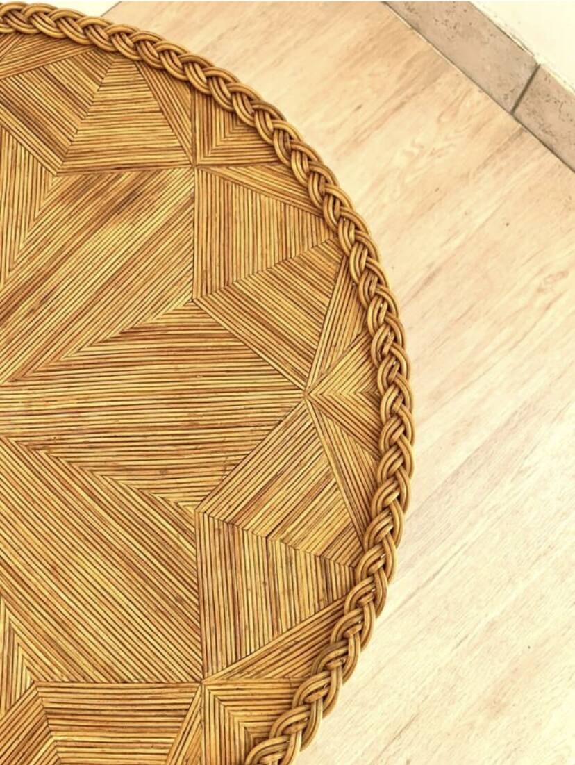 1950s side table with straw marquetry