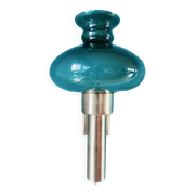 Brushed brass wall light with green glass shade "Vitrika". Denmark 1980