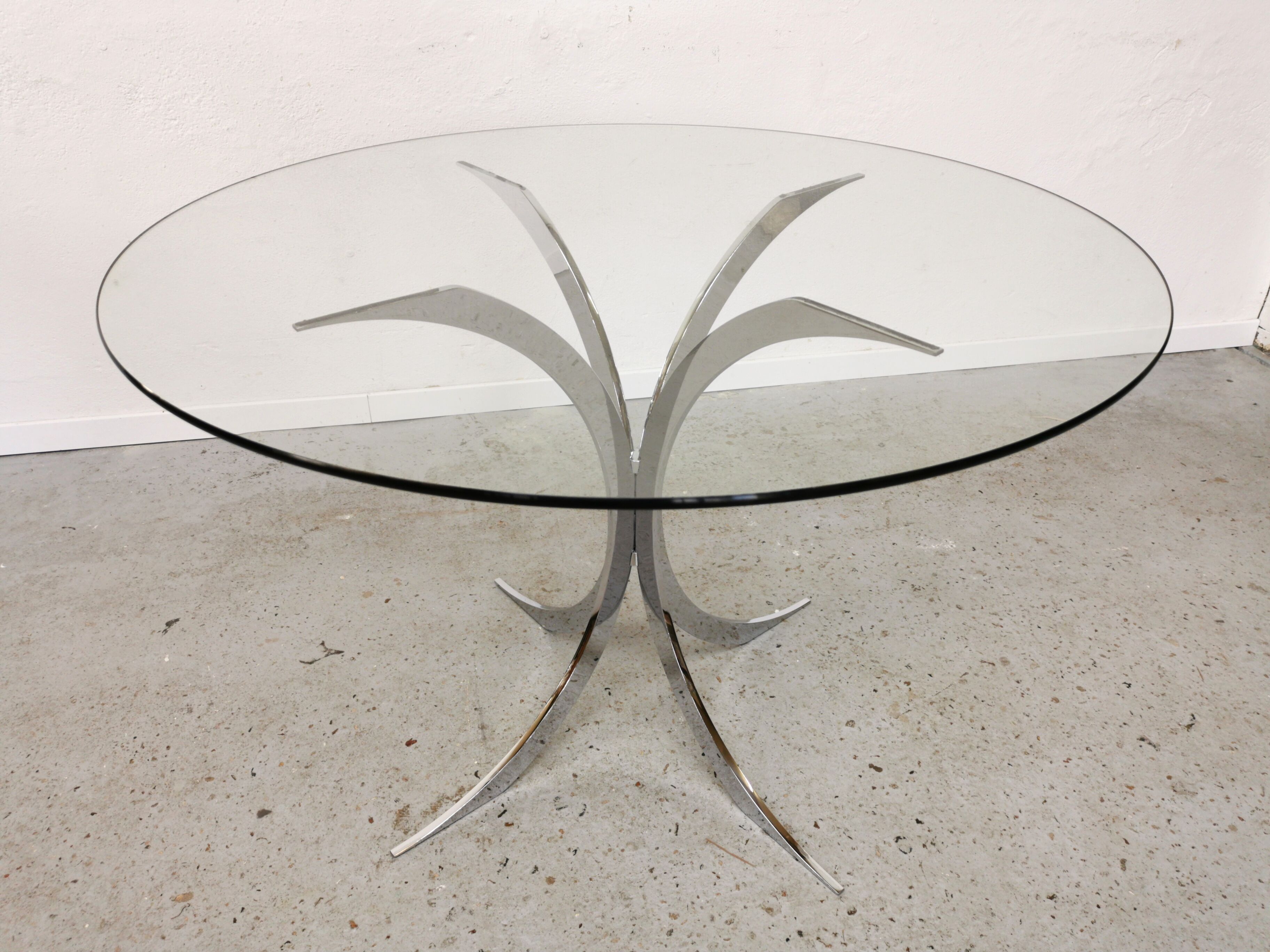 Table vintage verre et chrome 1970