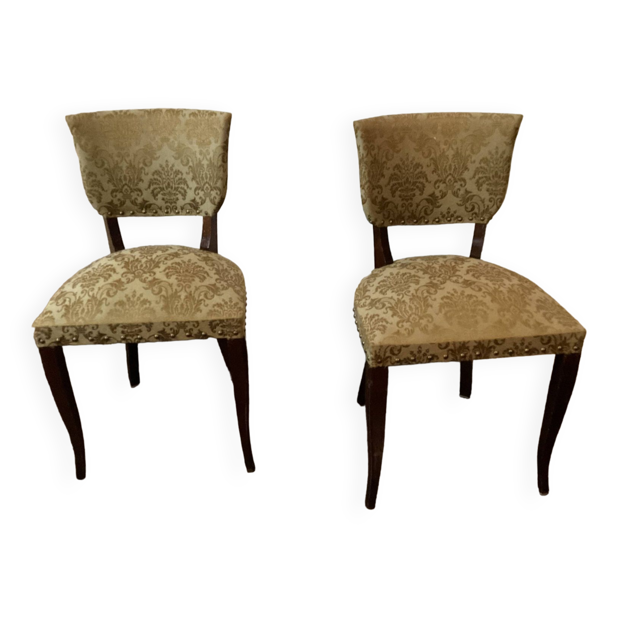 Pair of 60s bridge style velvet chairs