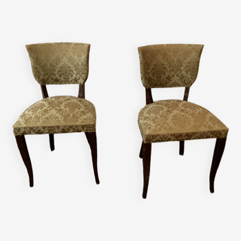 Pair of 60s bridge style velvet chairs