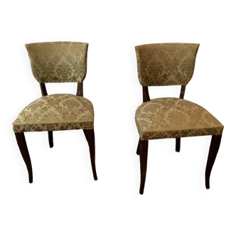 Pair of 60s bridge style velvet chairs