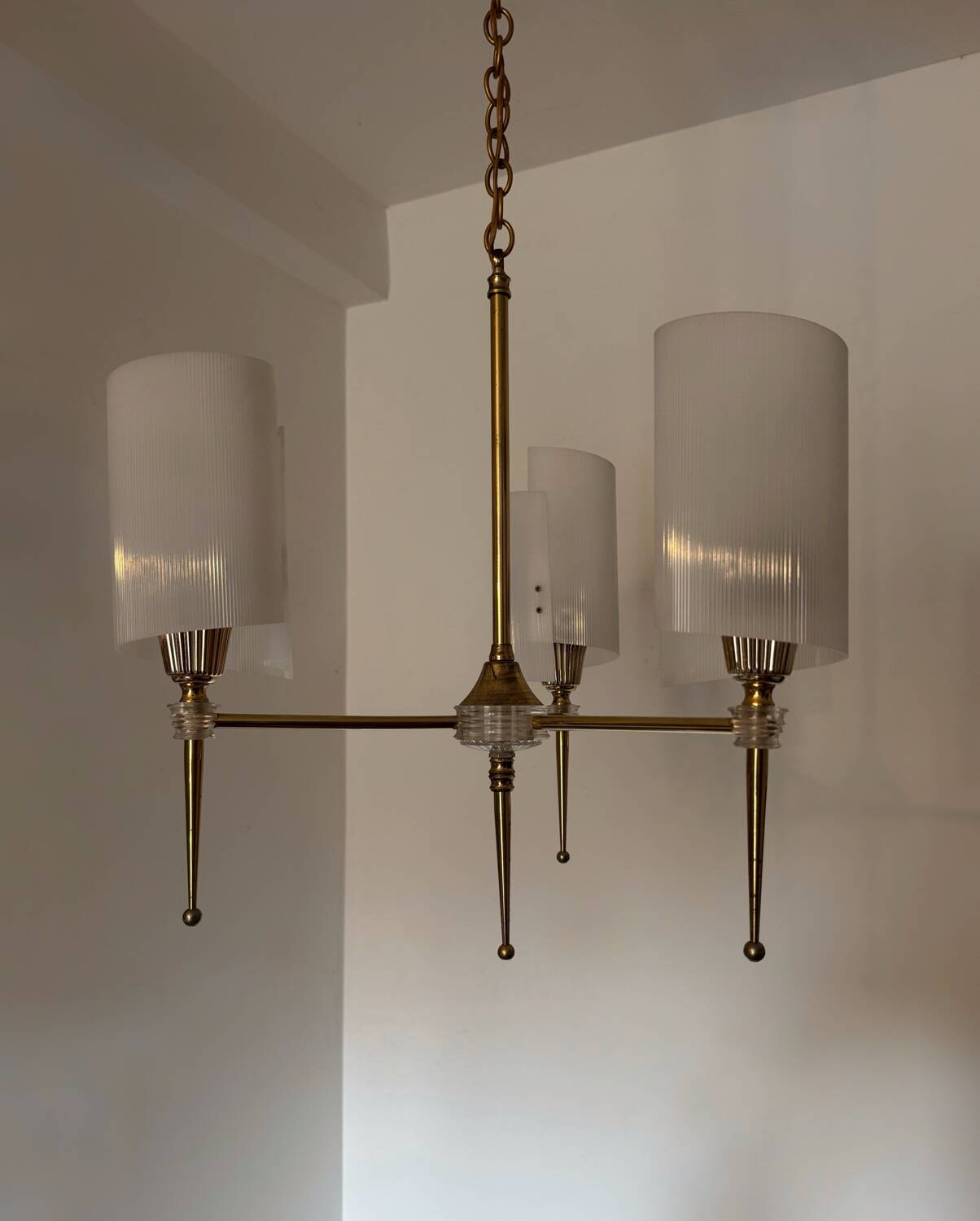 60s brass perspex chandelier