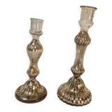 Eglomisé glass candle holders