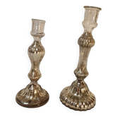 Eglomisé glass candle holders