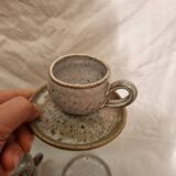 Ensemble à thé 8 tasses en grès de 1980