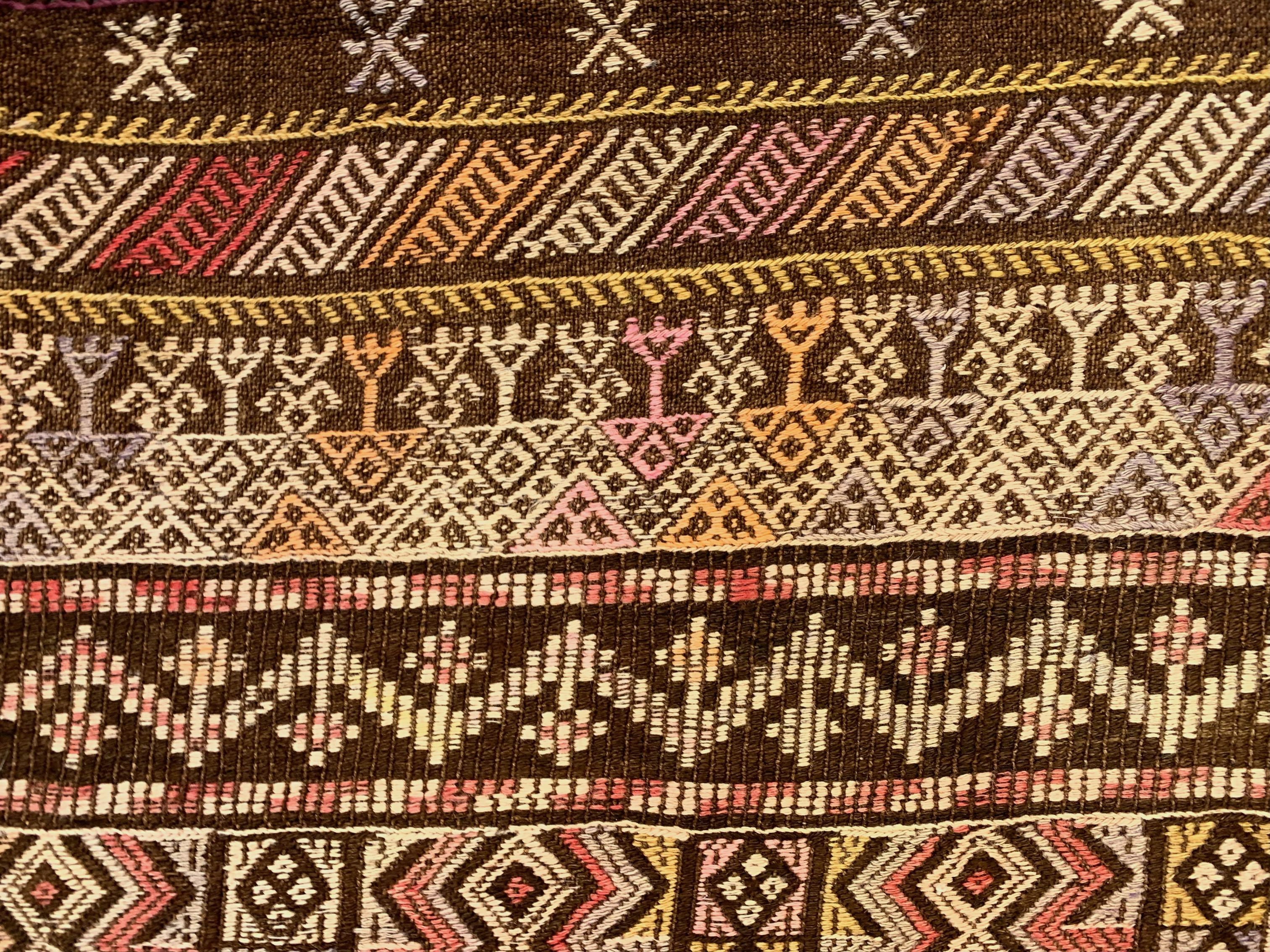 Large Vintage Turkish Kilim Rug 331x165 cm Wool Jajim Kelim