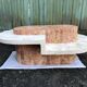 Vintage asymmetrical design coffee table made of Mactan travertine stones by Magnussen.