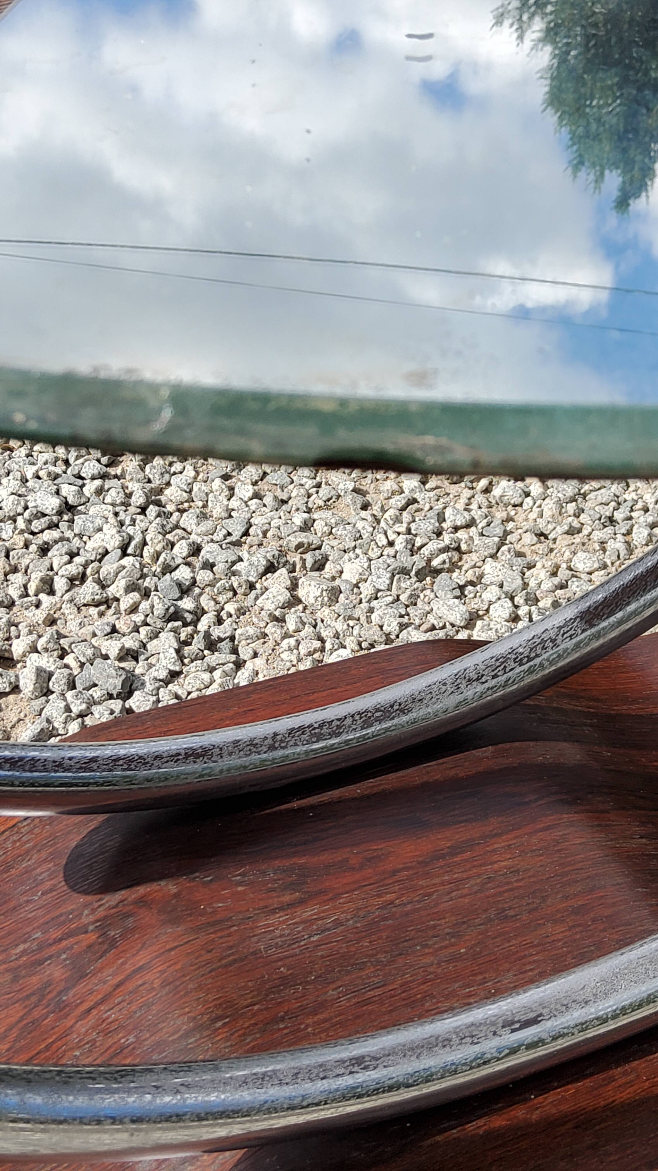 Art deco coffee table mirror base chrome and rosewood